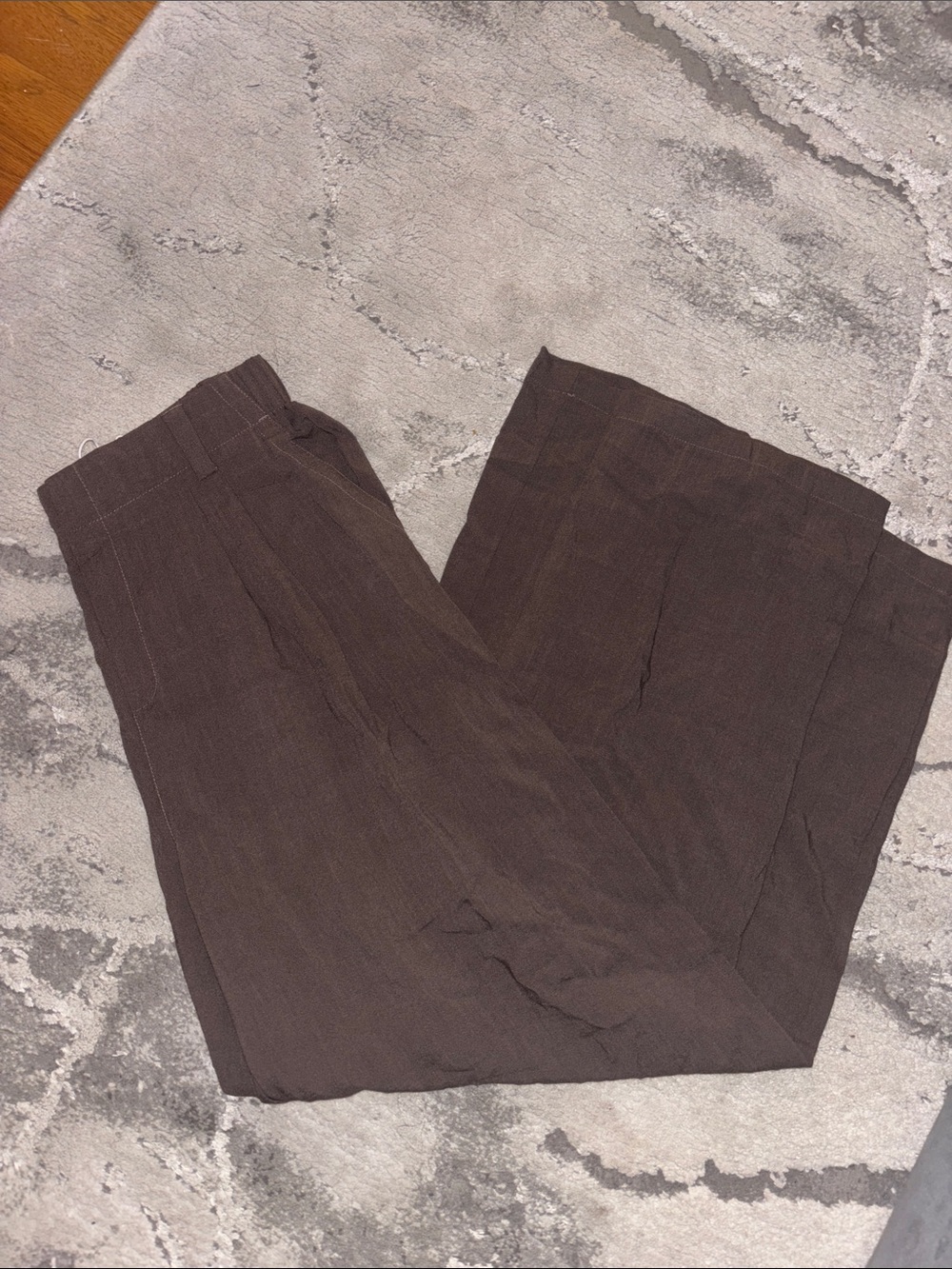 H High Waisted Pocket Wide Leg Flowy Solid Palazzo Casual Linen-Feel Pants - Picture 4 of 5